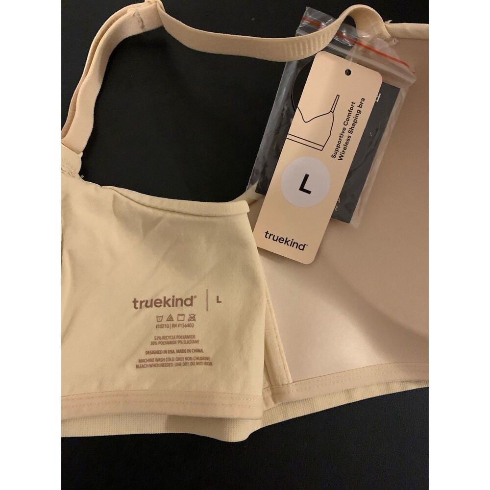 Truekind Supportive Comfort Wireless Shaping Bra Size Large L Beige New - Picture 3 of 5